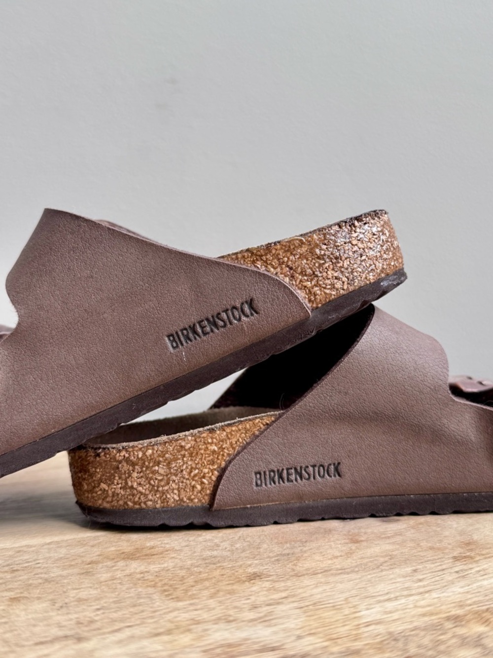 Birkenstock Arizona Sandals Slides Brown Leather Bronze Buckle Kids 3 EU 34